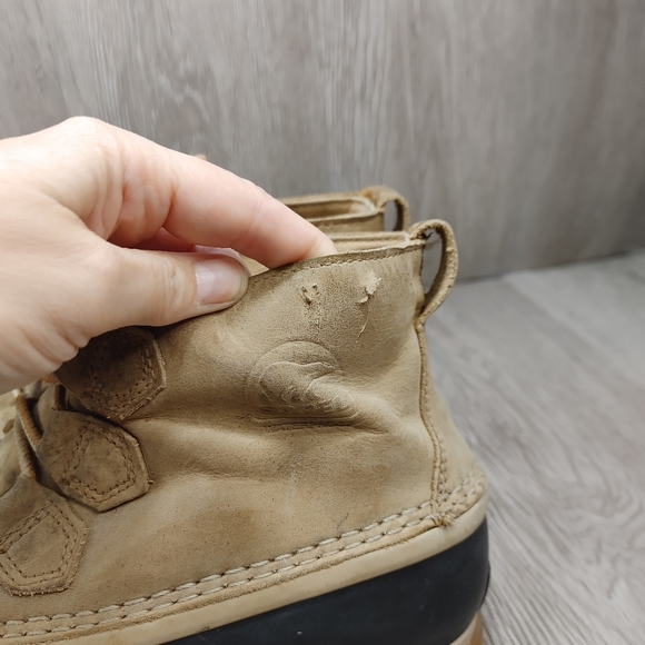 Sorel Out N‎ About Leather Snow Boot Ankle Duck Bootie Tan Black NL2133 Rain 9 - Picture 9 of 11